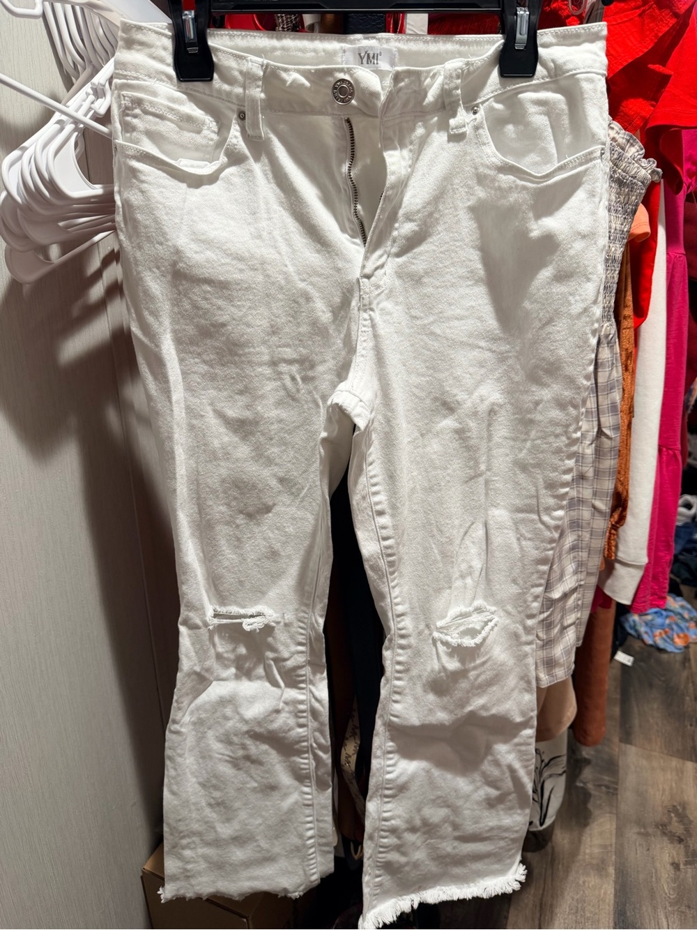 White Distressed Cropped Jeans